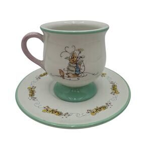 Vintage Beatrix Potter Peter Rabbit Porcelain Cup & Saucer Pastel Bunny Tea Set